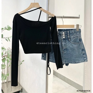 Áo Cổ Thuyền Chéo Lệch Dây