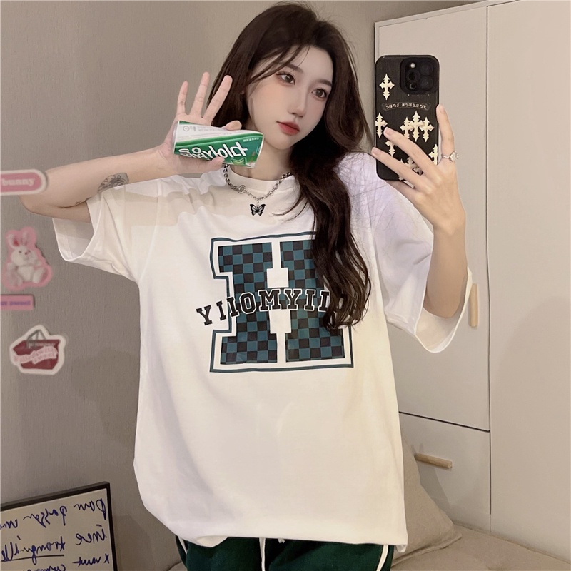 SUXI Áo Thun Tay Ngắn Dáng Rộng In Chữ Thiết Kế Đơn Giản Thời Trang Mùa Hè Cho Nữ
