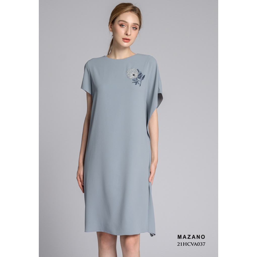 Váy xanh tay cánh dơi đính đá MAZANO MS 21HCVA037XD chất liệu vải Hàn thích hợp mặc đi làm, đi chơi
