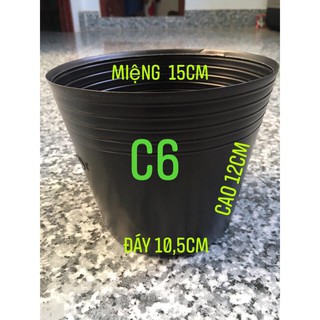 [Combo 50 cái] chậu nhựa đen C6 mềm dẻo trồng cây nhỏ, ươm cây con KT: 15x10.5x12cm