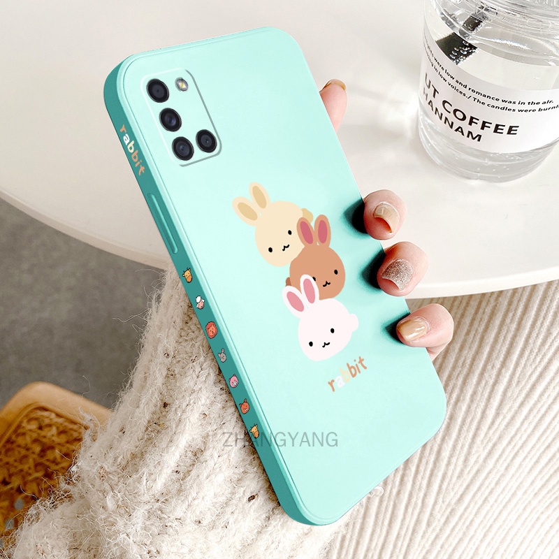 ốp lưng Samsung a31 a51 a71 Ốp Điện Thoại TPU Silicone Hình Ba Chú Thỏ Đáng Yêu Kèm Dây Đeo Cho Samsung a31 a51 a71