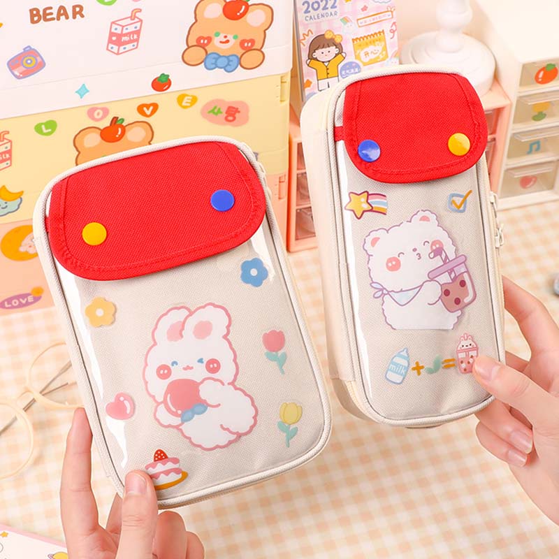 Túi Đựng Bút Chì Hai Ngăn Sức Chứa Lớn Dành Cho Học Sinh