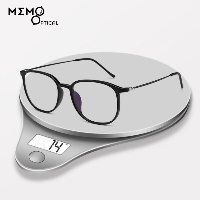 Mắt kính cận nam MEMO gọng tròn, càng kính kim loại mảnh nhẹ phong cách thời trang Hàn Quốc màu đen-R22