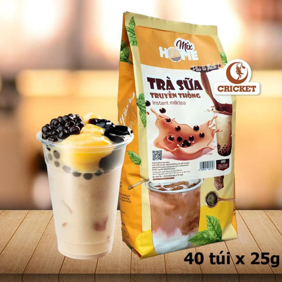 Trà Sữa Truyền Thống Home Mix - Bột Trà Sữa Hòa Tan 1kg (40 gói x 25g) - Thơm Ngon Hảo Hạng Vô Cùng Tiện Lợi