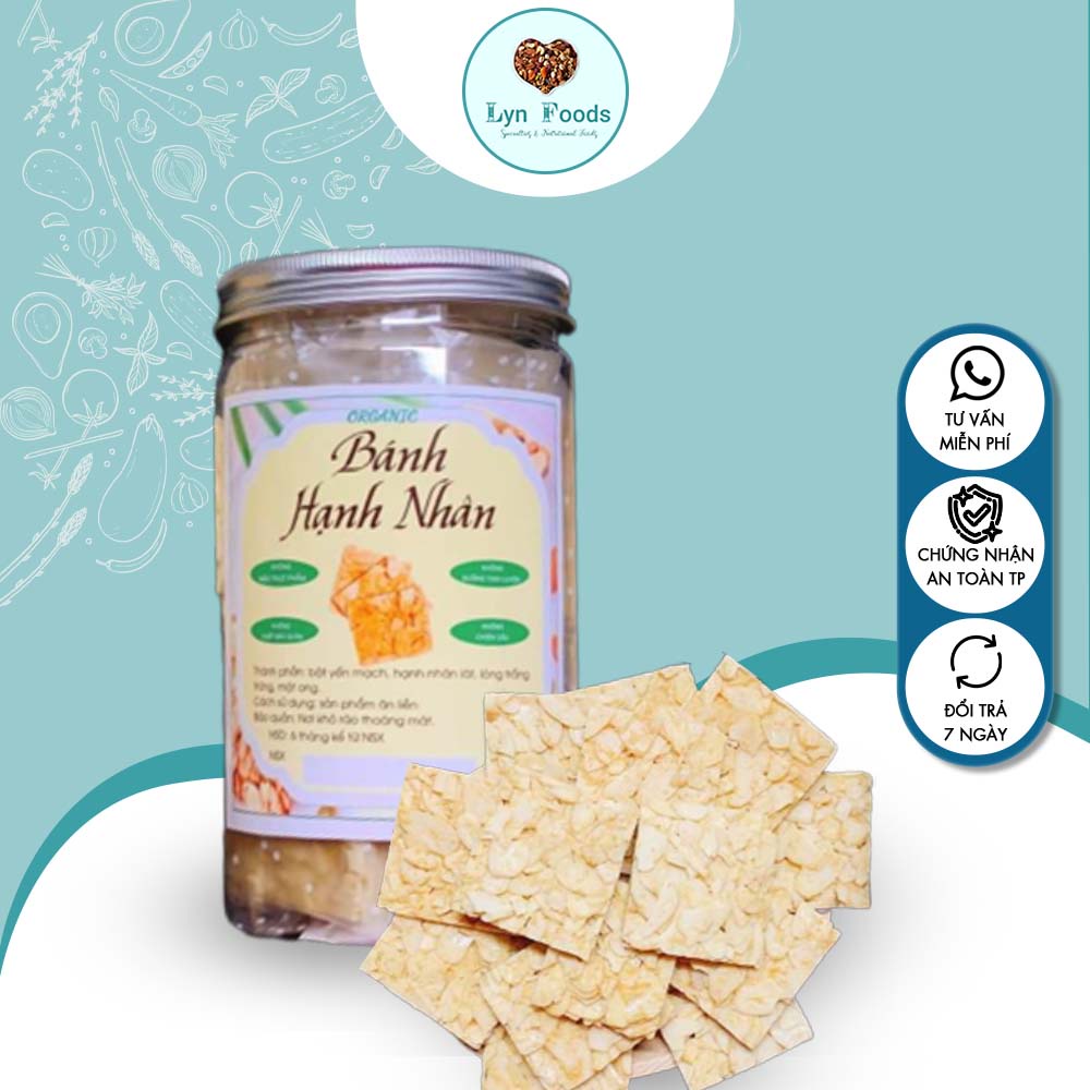 Bánh ngói hạnh nhân không đường, thực phẩm ăn kiêng tốt cho sức khỏe (Hũ 400g)