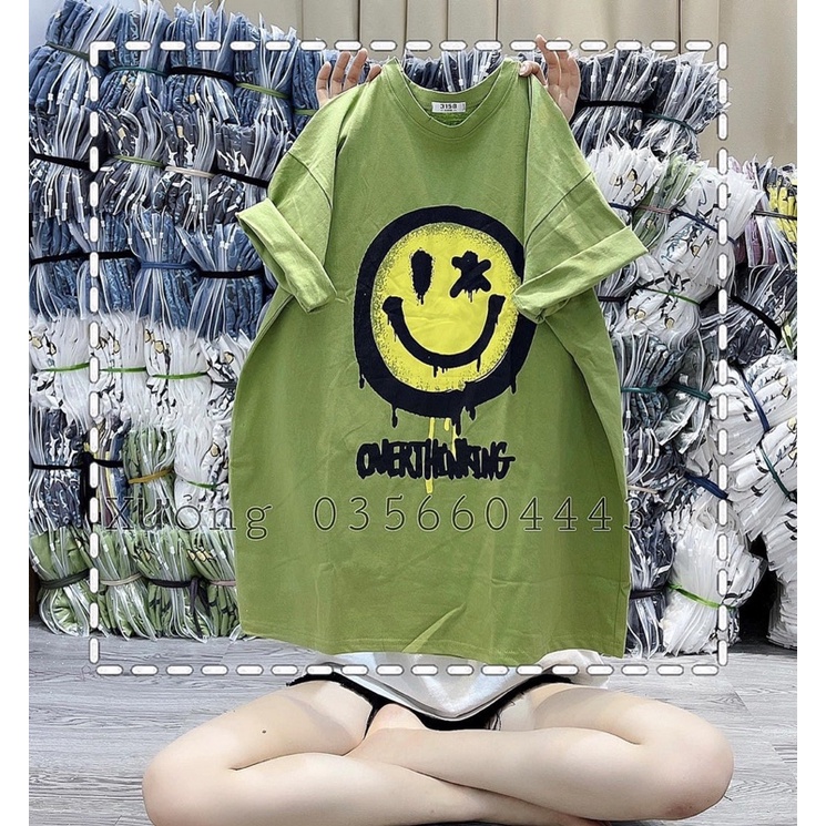 Áo Phông Tay lỡ Mặt Cười OVERTHING From Rộng Unisex Ảnh Thật