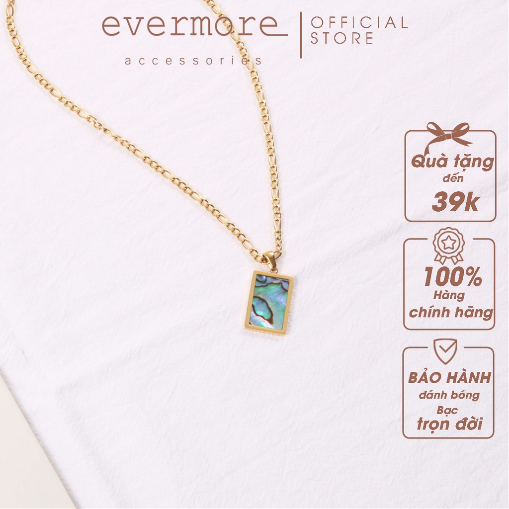 Dây chuyền EVERMORE, vòng cổ mặt xà cừ xanh ngọc cao cấp, phong cách minimalist, thanh lịch, cổ điển - D011