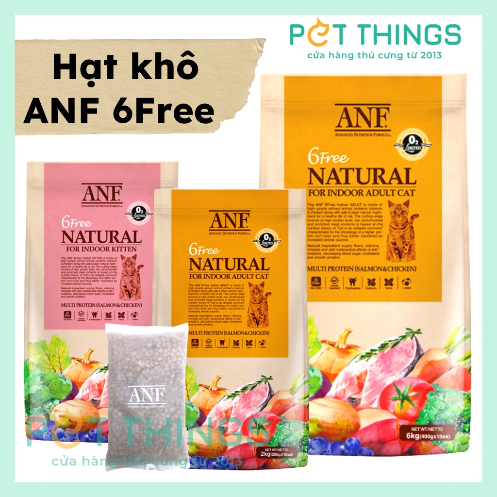 Thức ăn Hạt khô cho mèo ANF 6Free Natural Indoor các loại