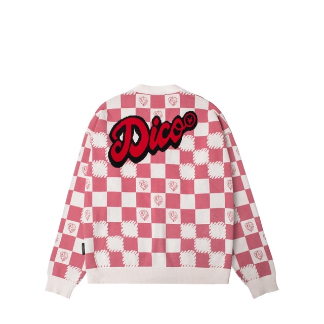 Áo Cardigan Dico Checkerboard Knit - Hồng