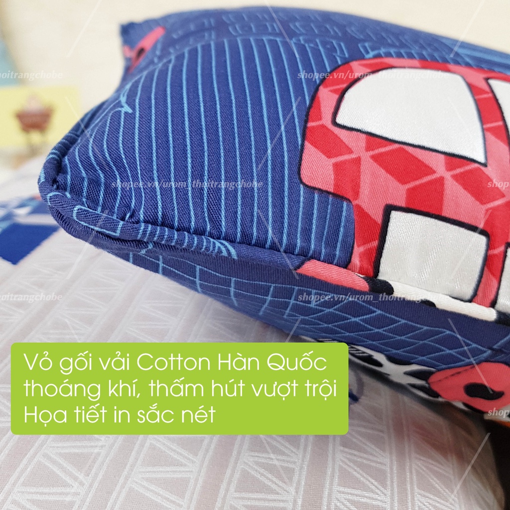 Gối trẻ em cotton 100% size 30x45cm vải Hàn ruột lông vũ, gối nằm cho bé 2 đến 7 tuổi mềm mát thấm mồ hôi tốt