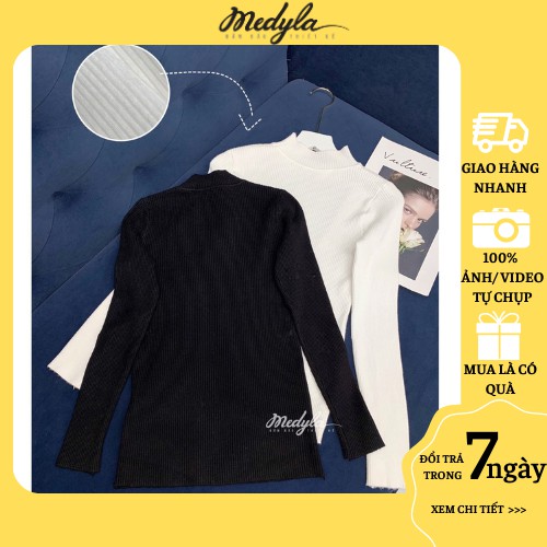 Áo len tăm dài tay cổ 3 phân - Áo len nữ dễ phối đồ mặc lên cực thoải mái | BigBuy360 - bigbuy360.vn