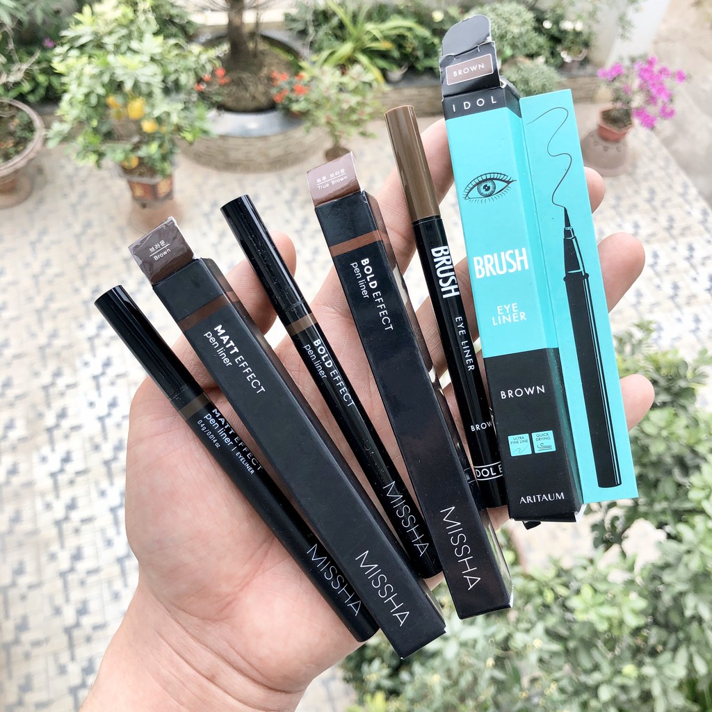 {THANH LÝ} Dạ Kẻ Mắt Màu Nâu Chống Nước Hàn Quốc Aritaum & Missha Eye Liner #Brown