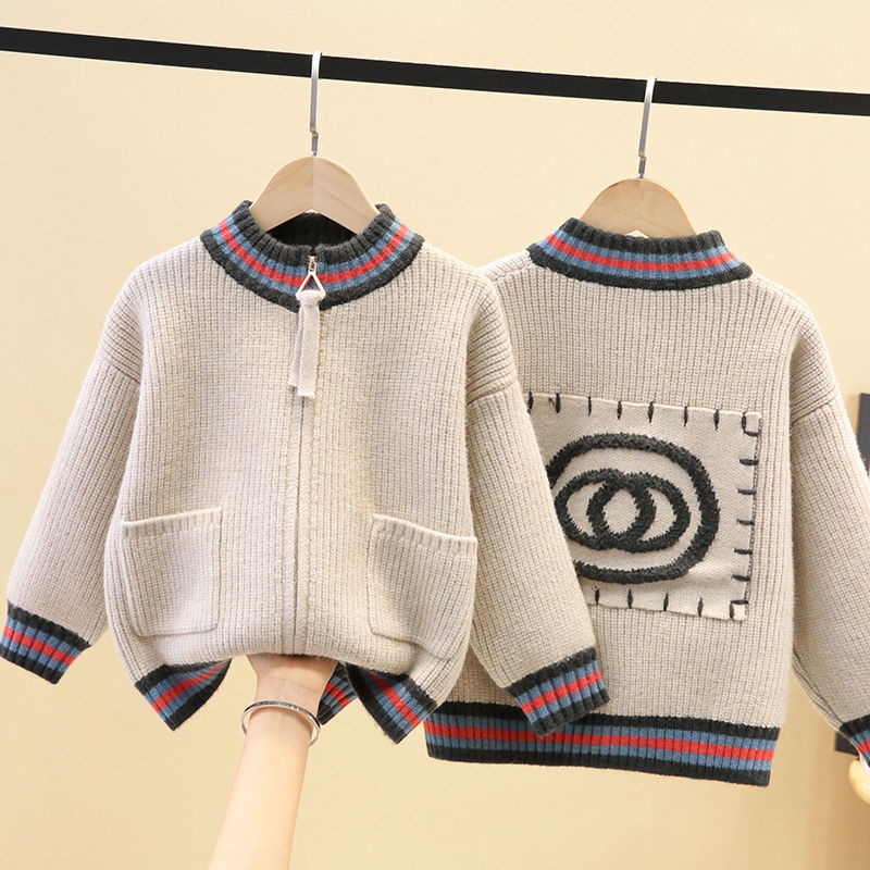 Áo Khoác Cardigan Dệt Kim Phong Cách Phương Tây Thời Trang Thu Đông Dành Cho Bé Trai