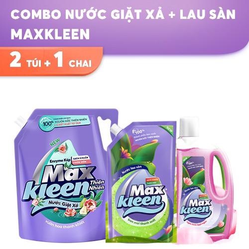 Combo MaxKleen: 1 Túi Nước Giặt 2.2kg + 1 Chai Nước Lau Sàn 1kg + 1 Túi Nước Lau Sàn 1kg