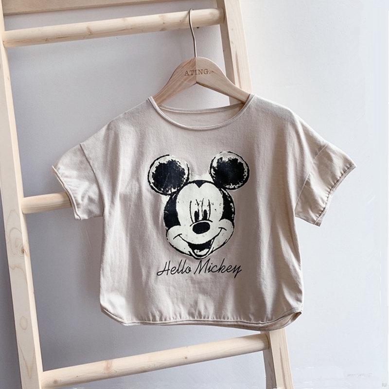 Áo Thun Ngắn Tay In Hình Chuột Mickey Cho Bé Gái