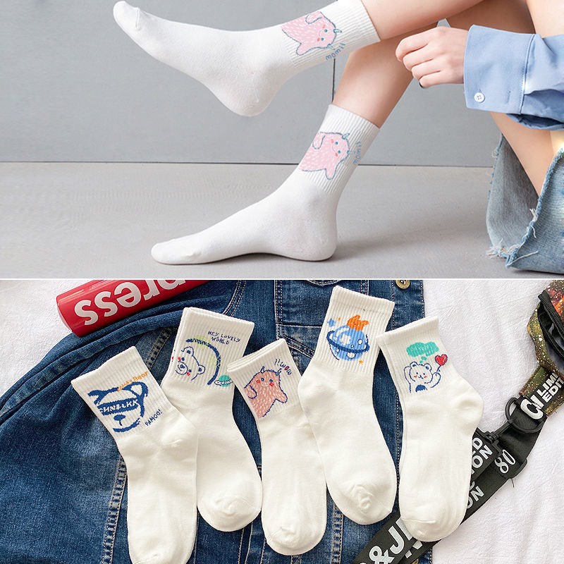 Tất vớ cổ cao họa tiết con vật dễ thương thoáng mát, thấm hút mồ hôi TT87