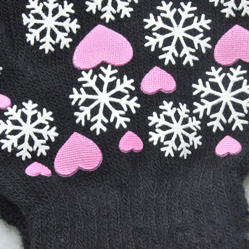 Găng Tay Dệt Kim Co Giãn Giữ Ấm In Họa Tiết Trái Tim Dễ Thương Cho Bé Trai Và Gái