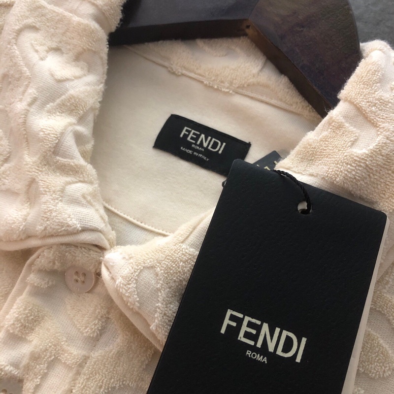 Áo polo ngắn tay logo thương hiệu Fendi FD mẫu mới 2022 cao cấp cải bông phối jacquard mềm mại thoáng khí