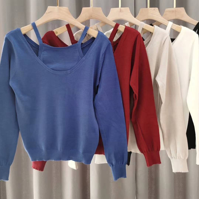 SUXI Áo Dệt Kim Nữ Dài Tay Gợi Cảm