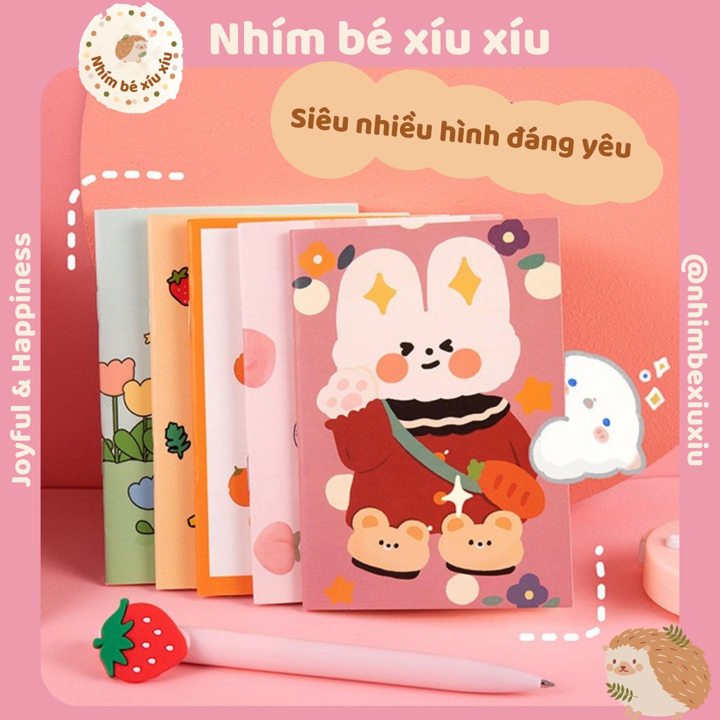 Sổ tay kẻ ngang size A7 nhiều hình cute dễ thương VT143