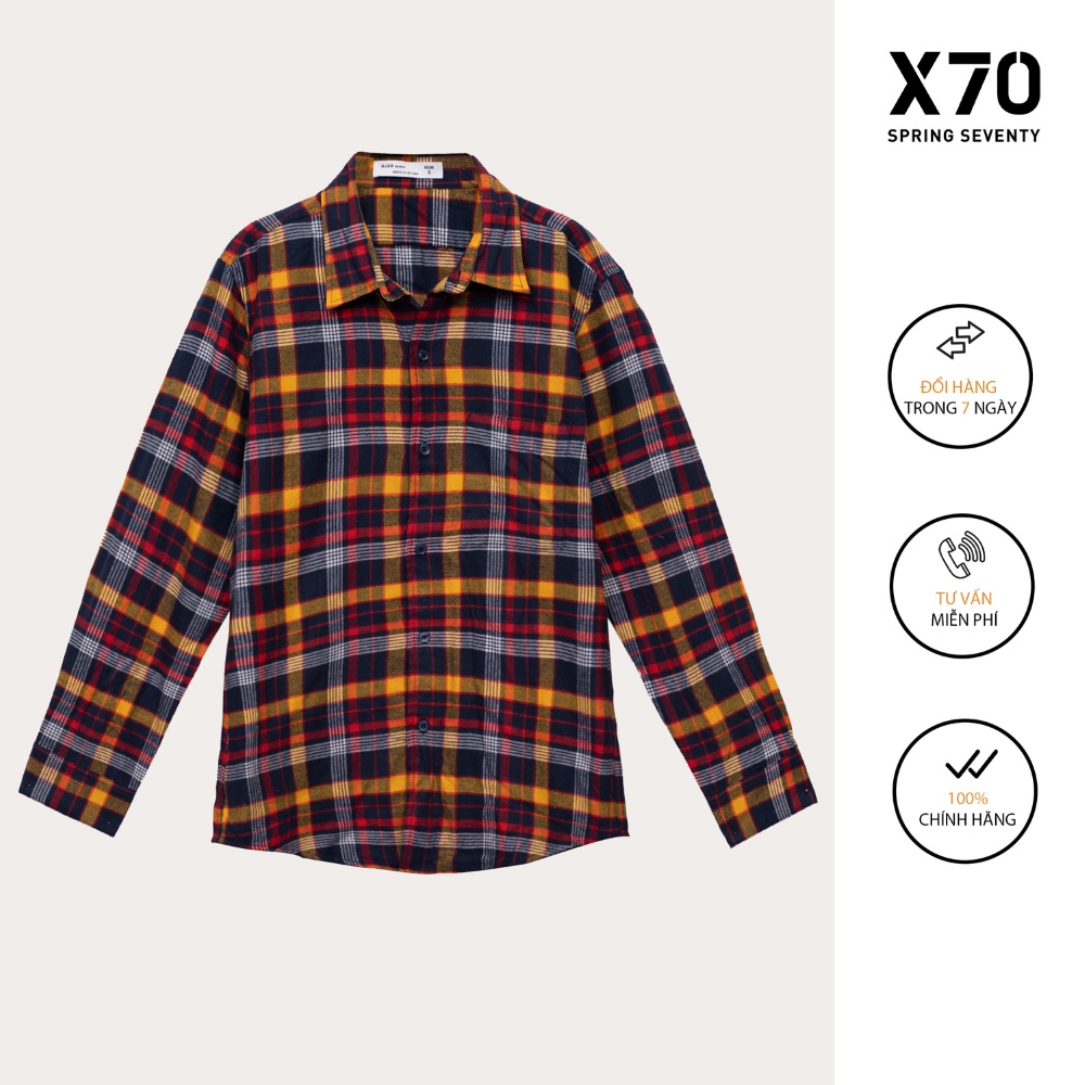 Áo Sơ Mi Nam Kiểu Dáng Tay Dài Thiết Kế Sọc Caro Thời Trang X70 - 07660002