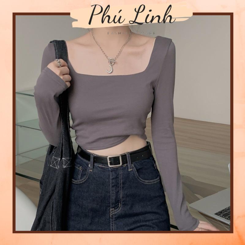 MS6844 Áo thun nữ cổ vuông croptop cá tính