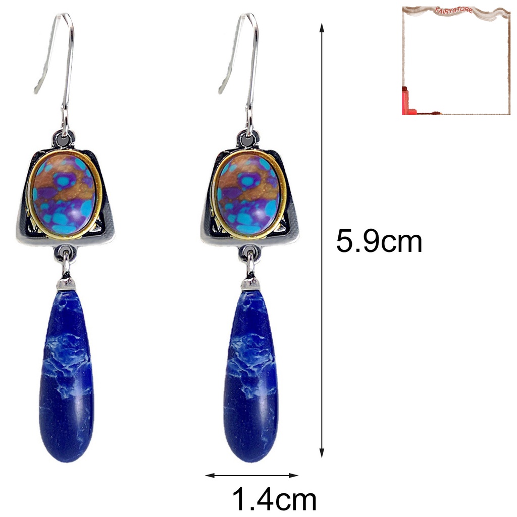 1 Đôi Bông Tai Đính Đá Xanh Nhân Tạo Trọng Lượng Nhẹ Dành Cho Nữ