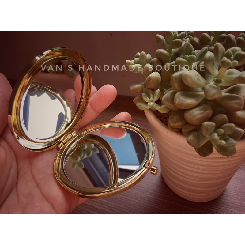 Gương mini bỏ túi, gương trang điểm bọc vải HandMade xinh xắn