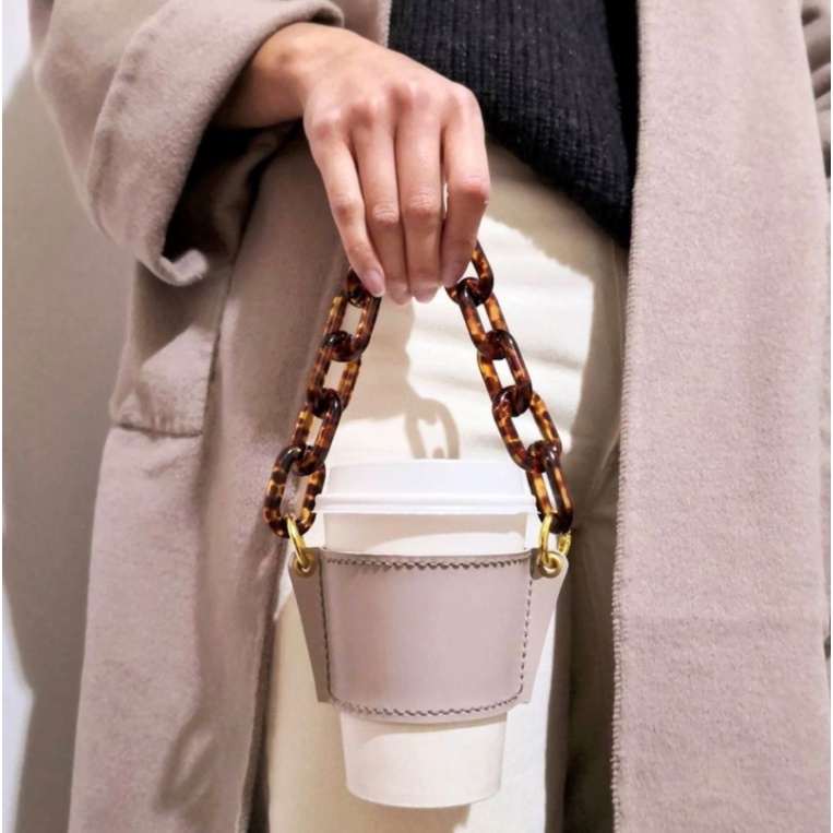 Xách tay cup bìa PU da chống bỏng cách nhiệt cup bìa với Chain Có Thể Tháo Rời thích hợp cho cà phê cốc nước ly cách ly