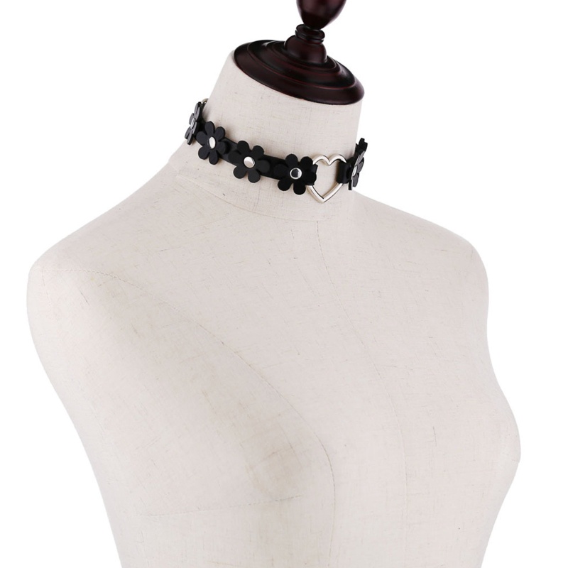Vòng Cổ Choker Da PU Mặt Hình Trái Tim Phong Cách Punk Thời Trang Dành Cho Nữ