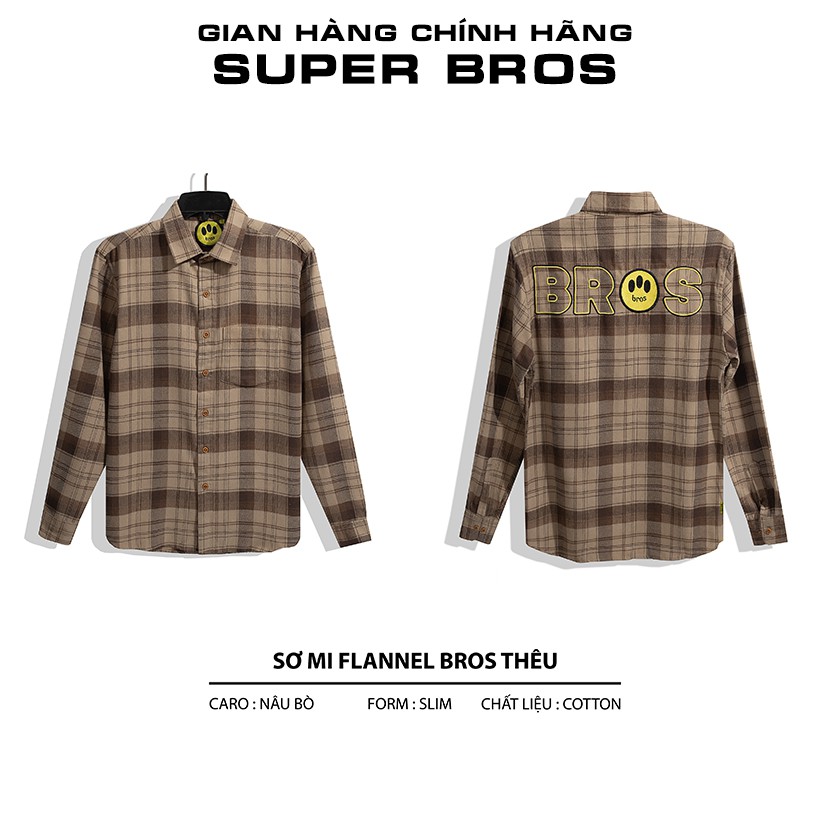Áo Sơ Mi Nam Flannel Hàng Hiệu SUPER BROS Unisex Thêu Logo - Thiết Kế Trẻ Trung, Hiện Đại - Với Nhiều Màu Nam Tính | BigBuy360 - bigbuy360.vn