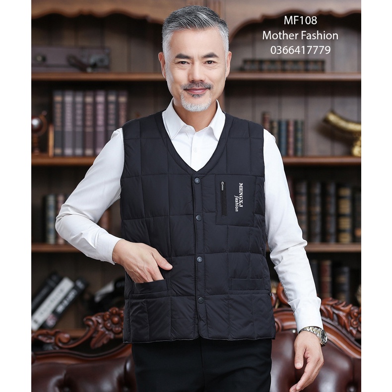 Áo gile nam trung niên, áo khoác phao gile cho bố, cho ông, áo cho người cao tuổi MF108