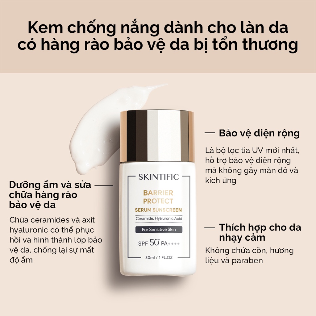 SKINTIFIC 4D Hyaluronic Acid Nước hoa hồng dưỡng ẩm 100ml / SKINTIFIC Kem chống nắng bảo vệ hàng rào da SPF50 PA ++++