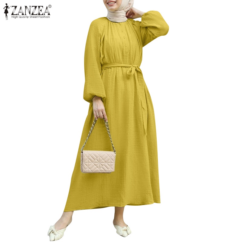 Đầm hồi giáo ZANZEA dáng dài cổ tròn phong cách thanh lịch