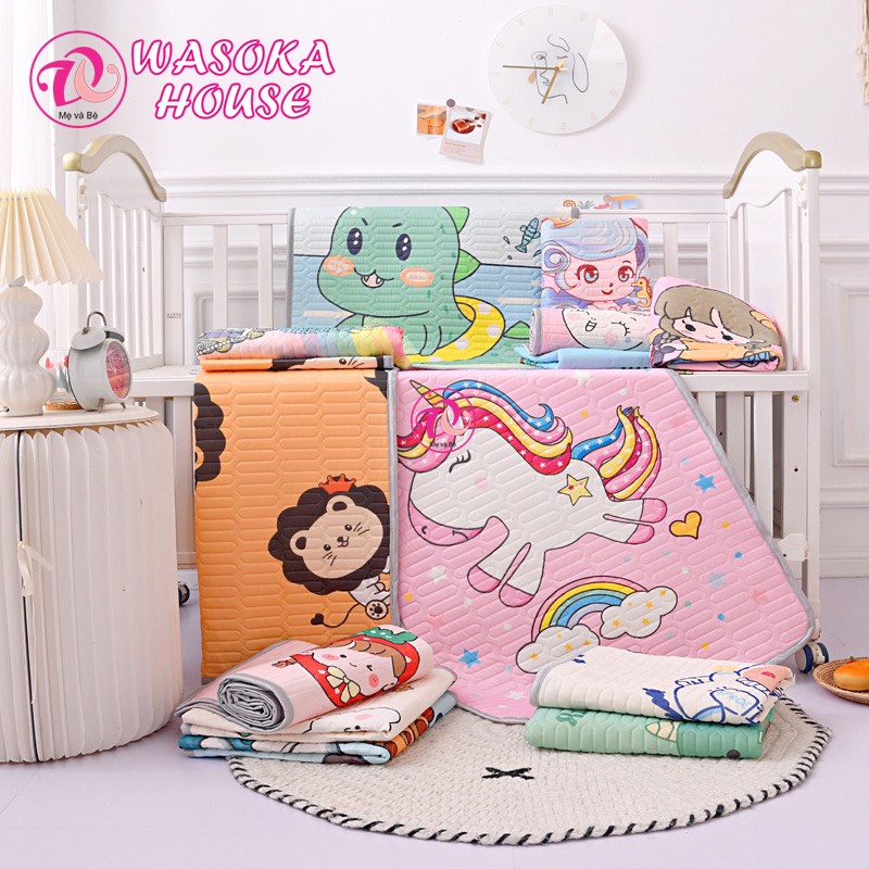 Chiếu điều hòa trẻ em cao su non 5D, kích cỡ 60x120cm, chiếu mềm giúp bé nằm mát lưng, ngủ ngon và sâu hơn