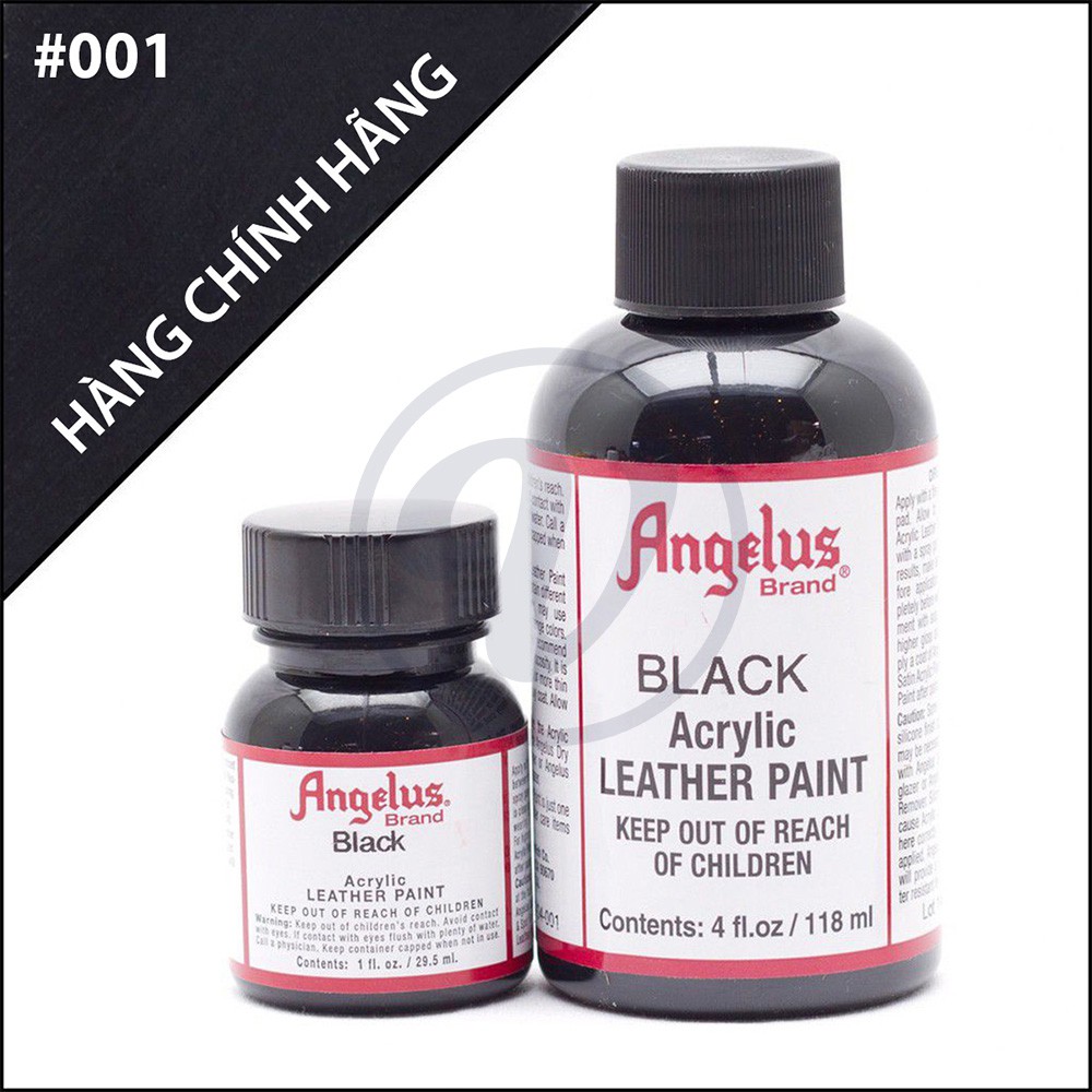 Black 001- Màu ANGELUS Leather Paint Standard vẽ trên da, vải, custom giày