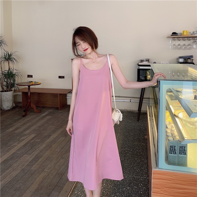 Váy 2 dây dáng dài trơn nhiều màu dễ phối đồ, mặc đi làm đi chơi, quai váy có điều chỉnh dài ngắn