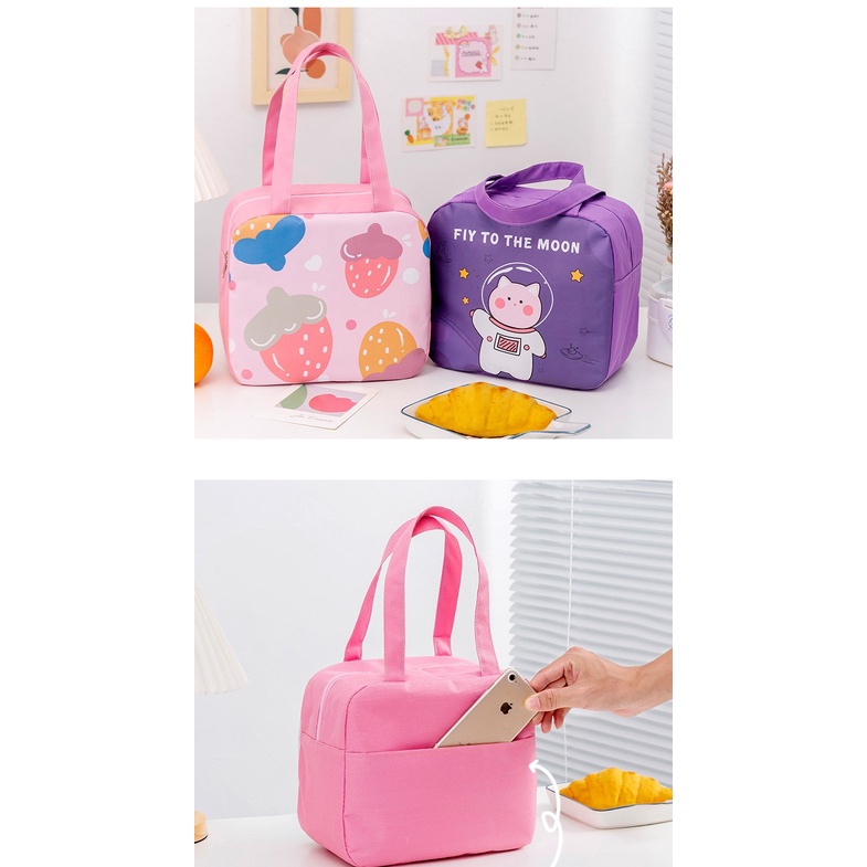 [Nhiều Mẫu] Túi giữ nhiệt họa tiết hoạt hình dễ thương vải Oxford cao cấp chống thấm #T11-1