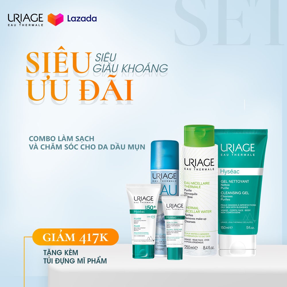 Combo Uriage làm sạch và chăm sóc cho da dầu mụn