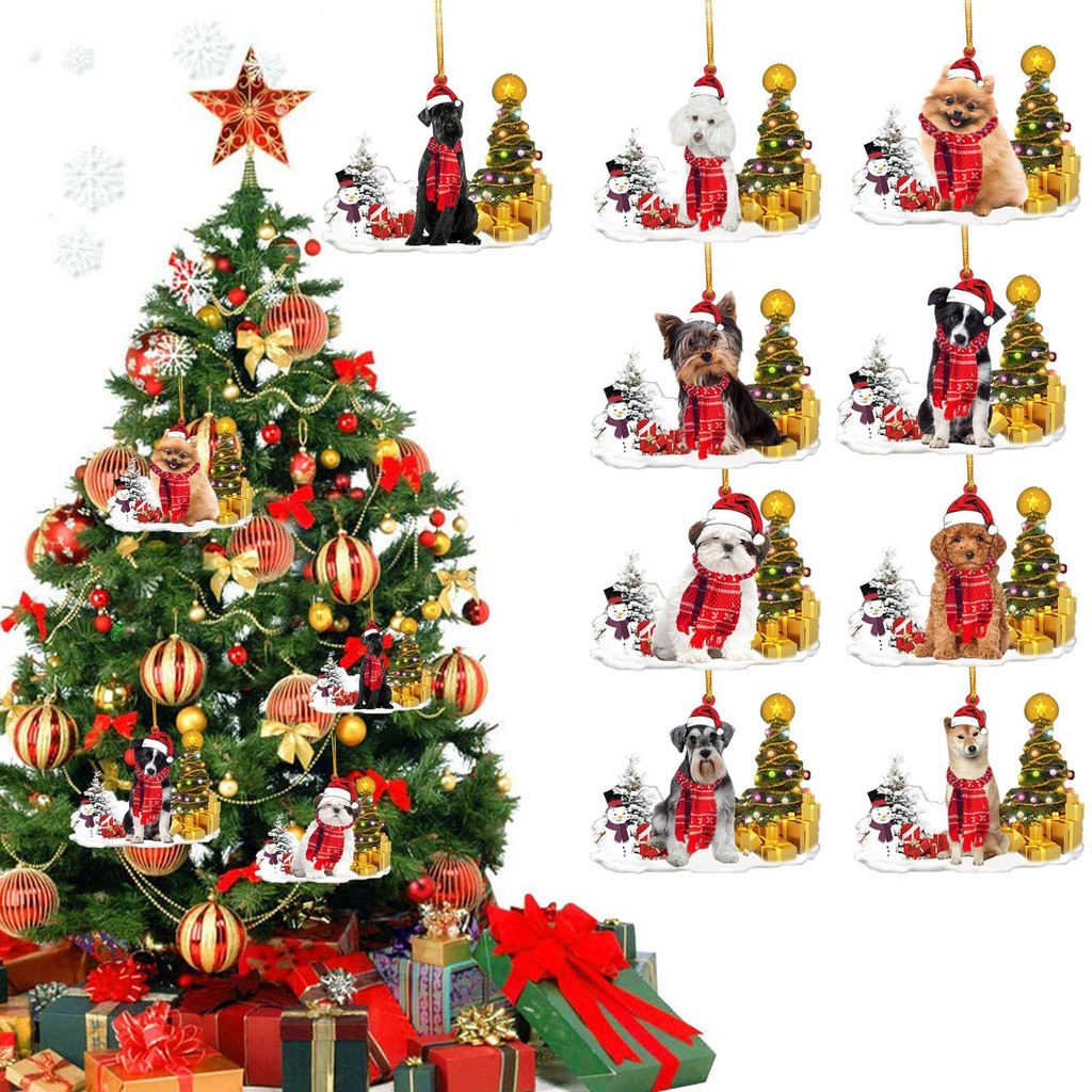 CONOPERY Chú Chó Gỗ Trang Trí Cây Thông Giáng Sinh Năm Mới