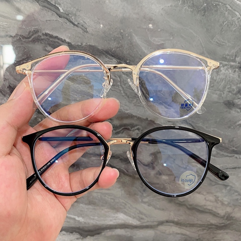 Mắt Kính Gọng Tròn Chống Bức Xạ TR90 Bằng Kim Loại Thời Trang Cho Nam Và Nữ