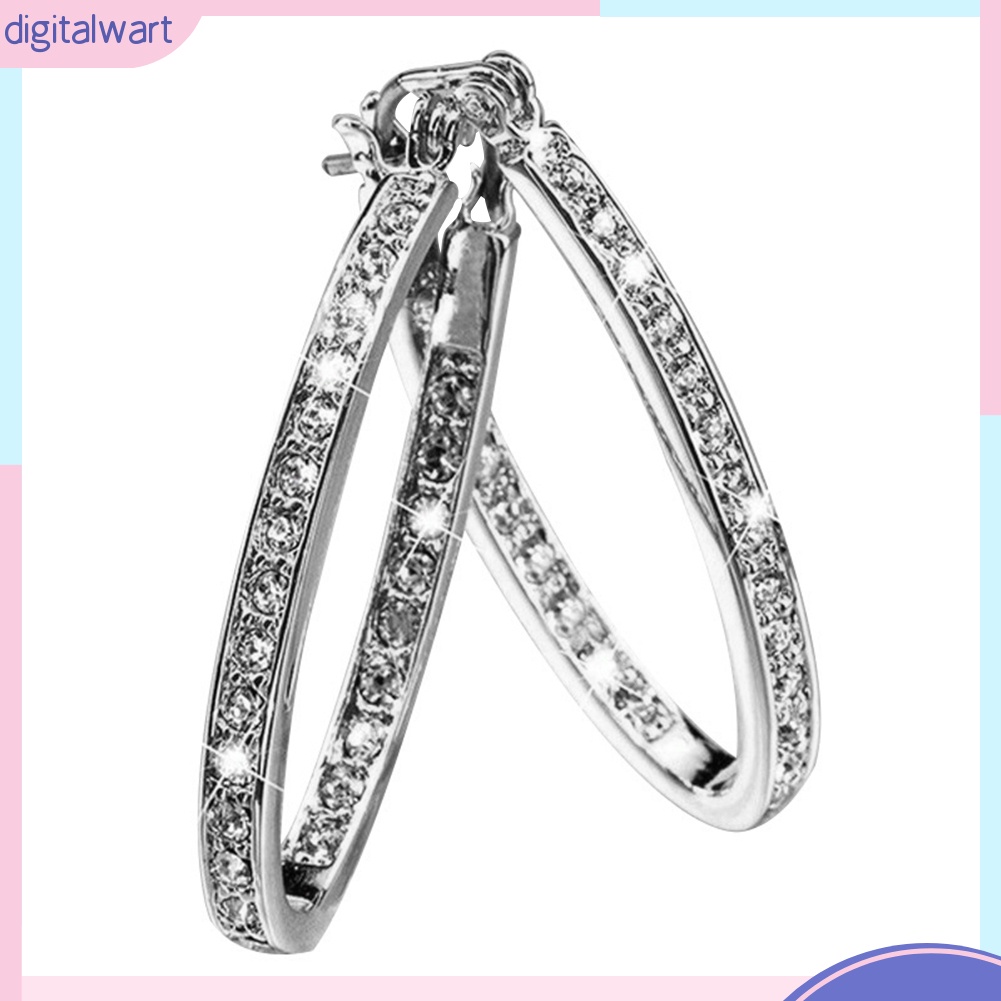 Cặp khuyên tai khoen tròn đính đá sang trọng cho nữ