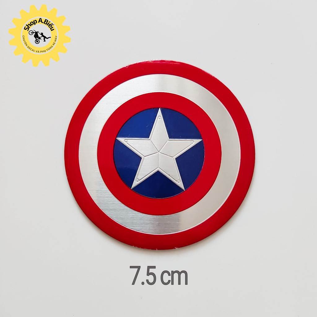 TEM DECAL NHÔM HÌNH KHIÊN CAPTION AMERICA