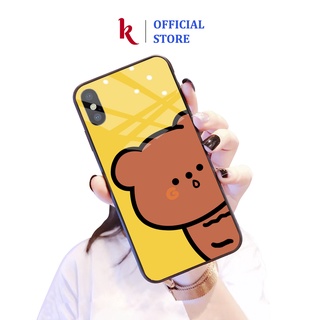 Ốp lưng iphone kính cao cấp gấu thẹn thùng case 14plus 14 pro max 13 12 promax 11 mini 6 6s 7 8 plus x xr xs Se