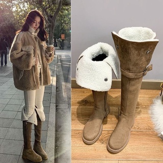 Boot đùi da lộn lót lông cừu mùa đông siêu hót cho nữ