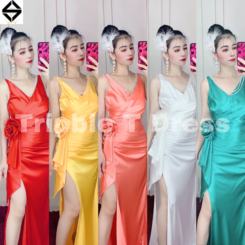 Đầm maxi body dạ hội xẻ đùi TRIPBLE T DRESS -size M/L (kèm ảnh/video thật) MS20Y