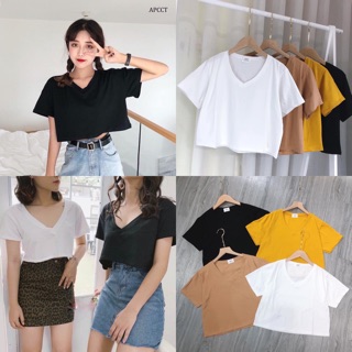 Áo croptop cổ tim trơn 4 màu hàng chuần đẹp