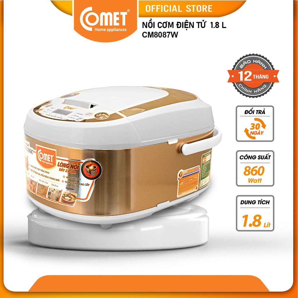 [Mã ELHADEV giảm 4% đơn 300K] Nồi cơm điện tử Comet CM8087 - 1,8L