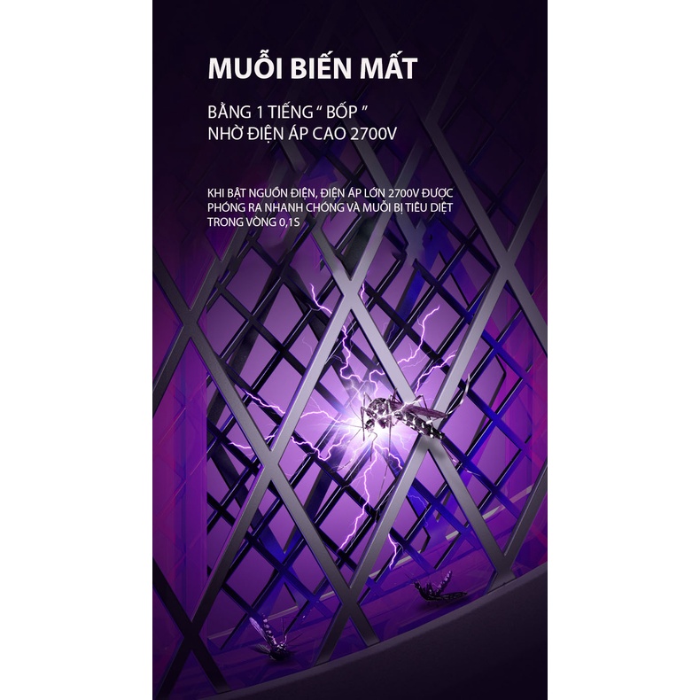 Vợt Muỗi Thông Minh Kiêm Đèn Bắt Muỗi Tự Động Jisulife MS02 - 3 Chức Năng Trong 1 - Điện Áp Cao 2700V - Pin 1800mAh