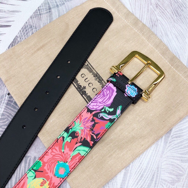 Dây lưng, Belt họa tiết hoa lá nhẹ nhàng thời trang, chất liệu da thật cao cấp Gucci GG GC